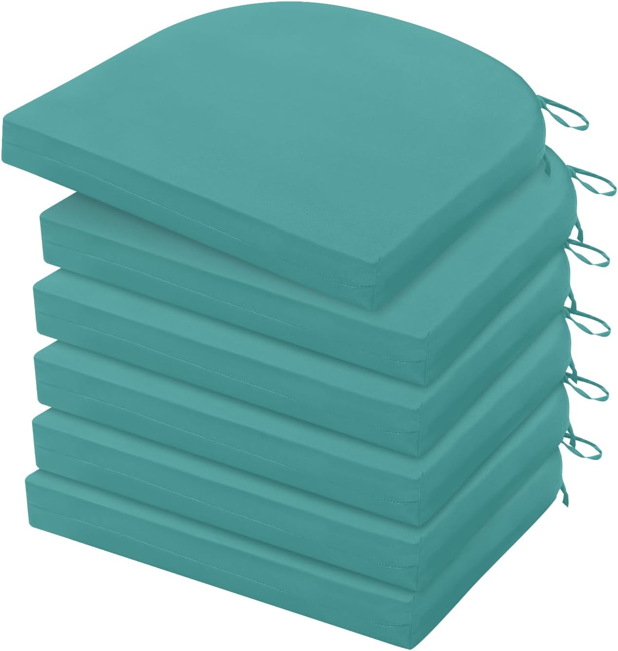 Outdoor Chair Cushions Set of 6, Water Resistant Teal Cushions