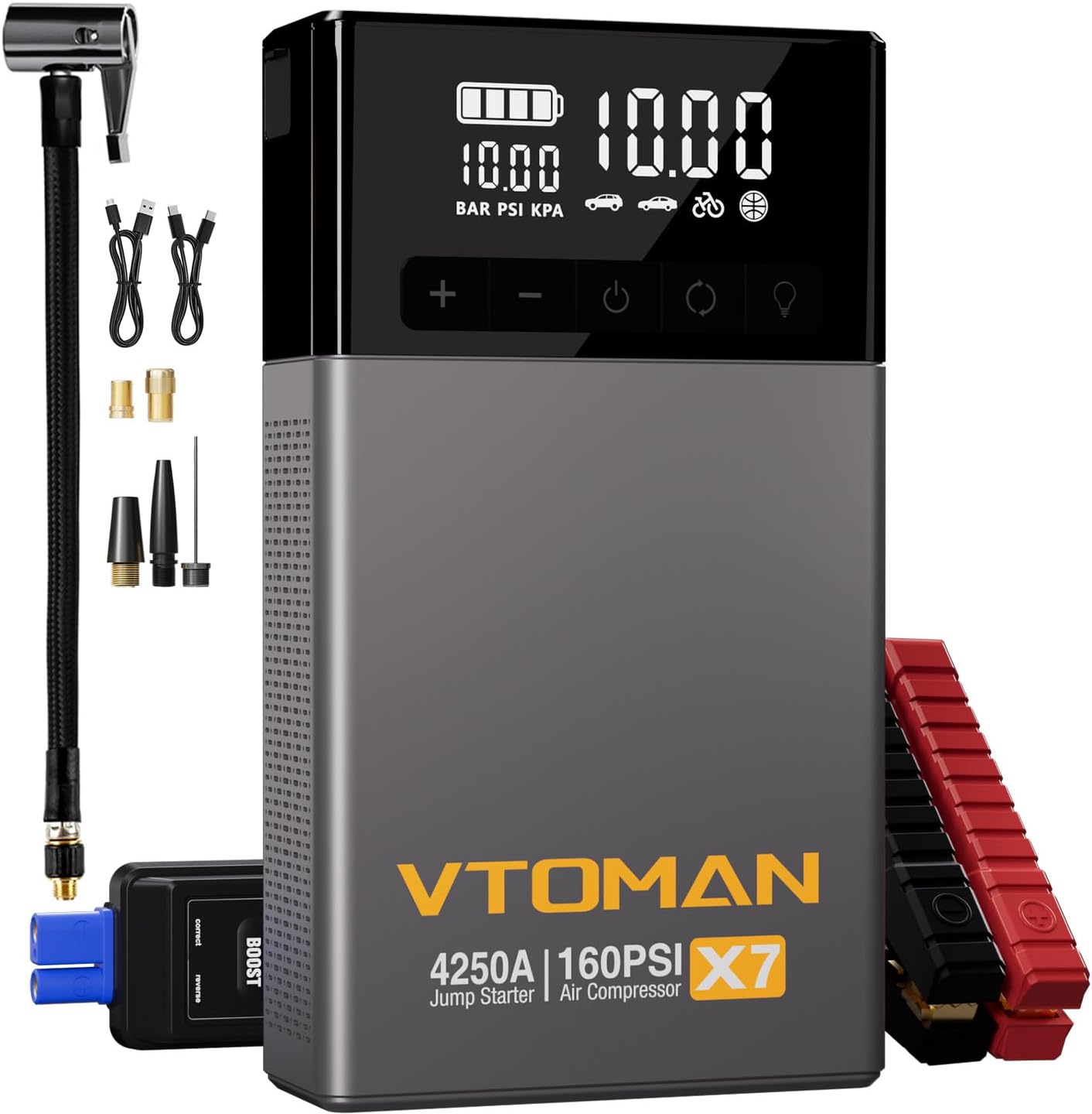 VTOMAN X7 Jump Starter with Air Compressor for Heavy-Duty Vehicles