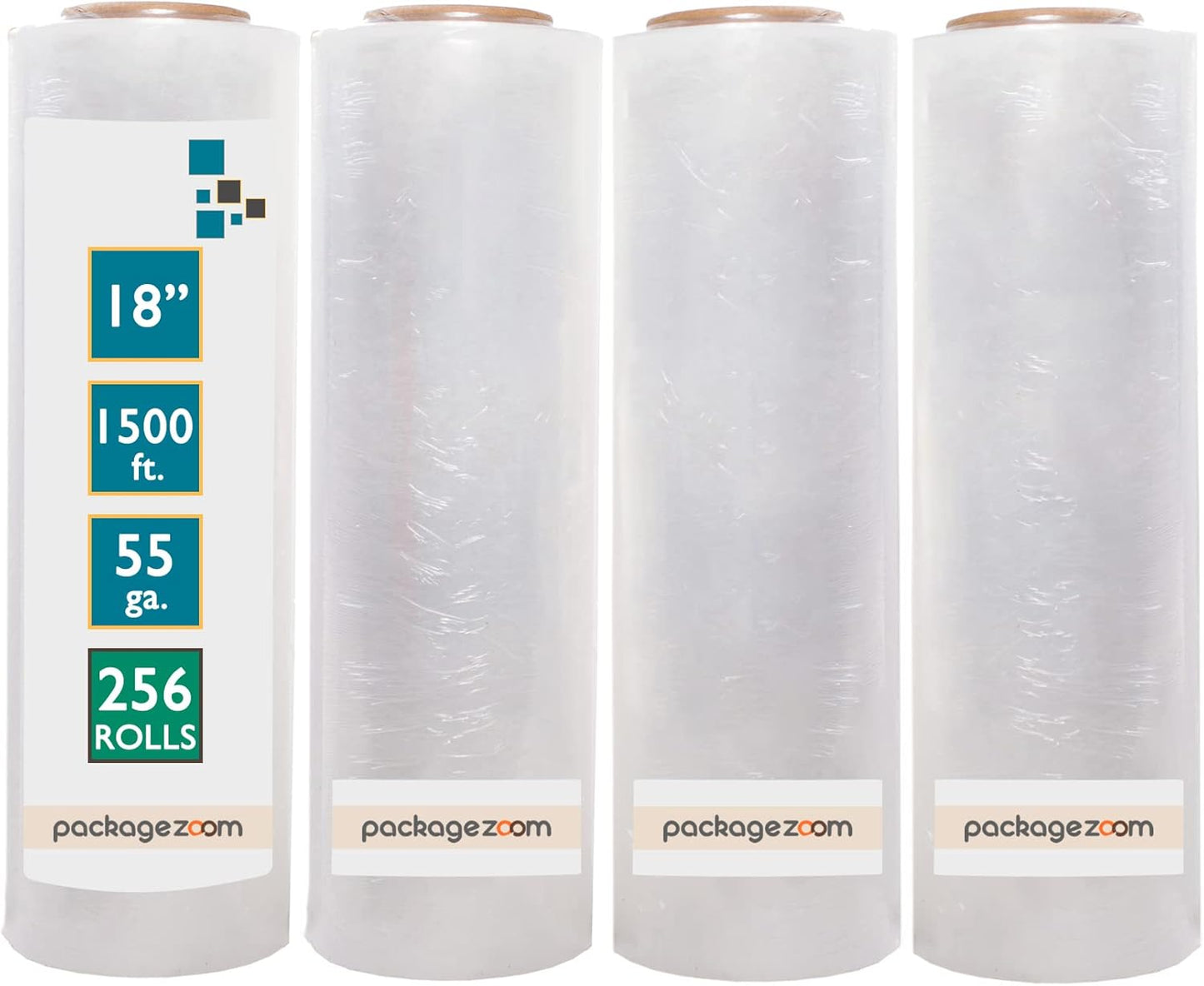 Heavy Duty Stretch Wrap 256 Rolls 18in x 1500ft for Packaging