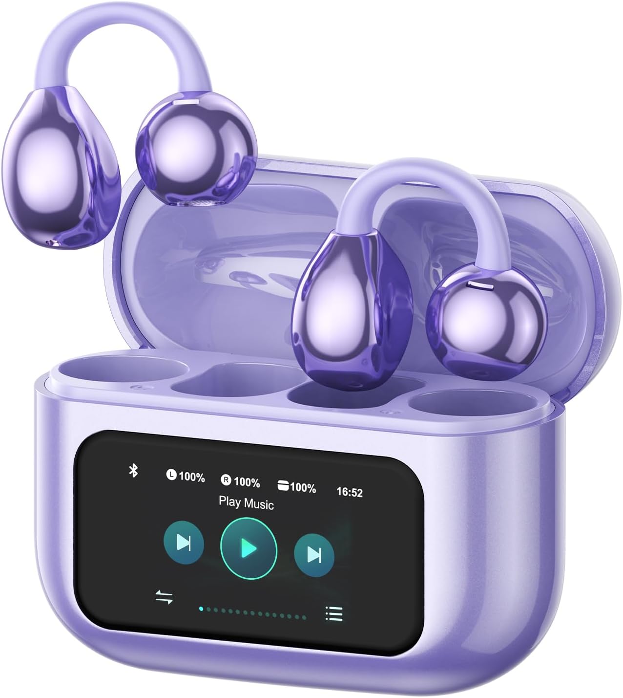 PAXA M100 Clip On Earbuds with Touch LCD - Wireless Bliss!