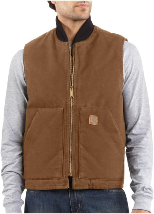 Carhartt Men's Duck Vest with Quilted-Flannel Lining
