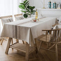 ColorBird Embroidery Leaf Tablecloth 52 x 120 in - Heavy Cotton Linen