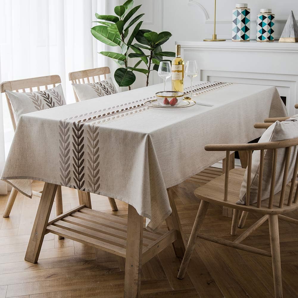 ColorBird Embroidery Leaf Tablecloth for Elegant Dining Decor