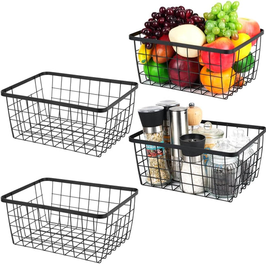 Kitchen Metal Wire Baskets with Handles for Food Storage