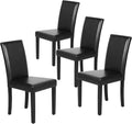 PU Leather Parsons Dining Chairs Set of 4 - Modern Black, Solid Wood