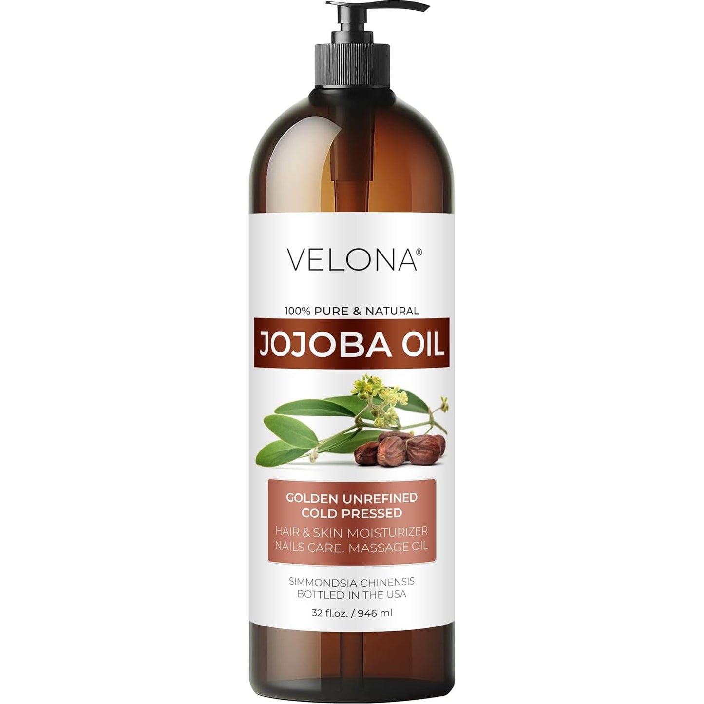 Pure Jojoba Oil for Face, Hair, and Body Care - 32 fl oz