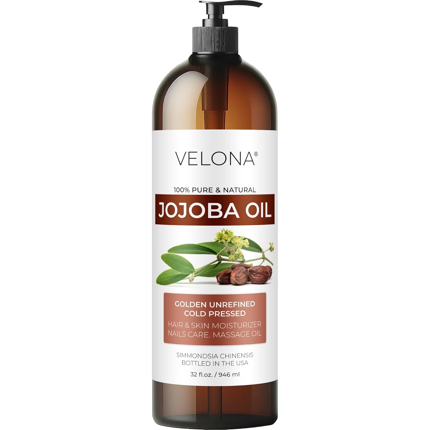 Pure Jojoba Oil for Face, Hair, and Body Care - 32 fl oz