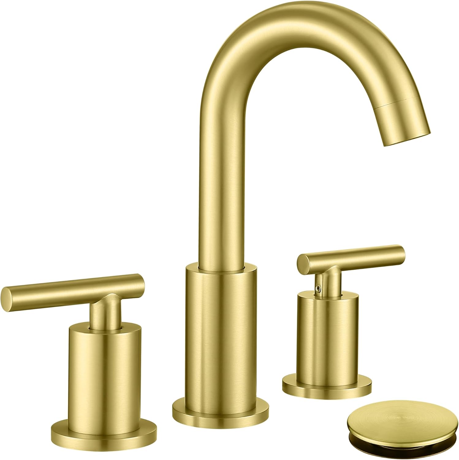 Brushed Gold Bathroom Faucet with High Arc Swivel Spout Design