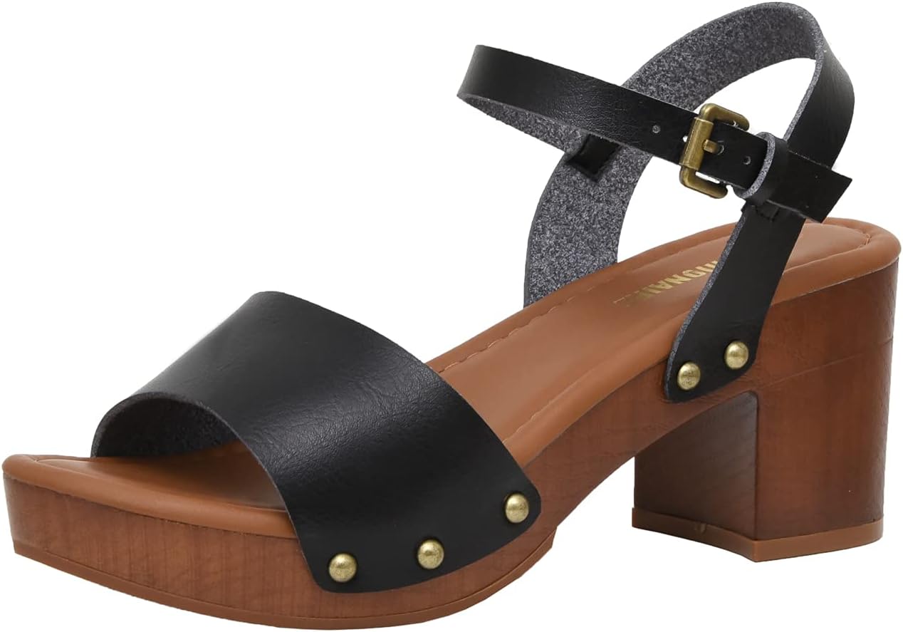 CUSHIONAIRE Women's Sloan Faux Wood Sandal with Memory Foam