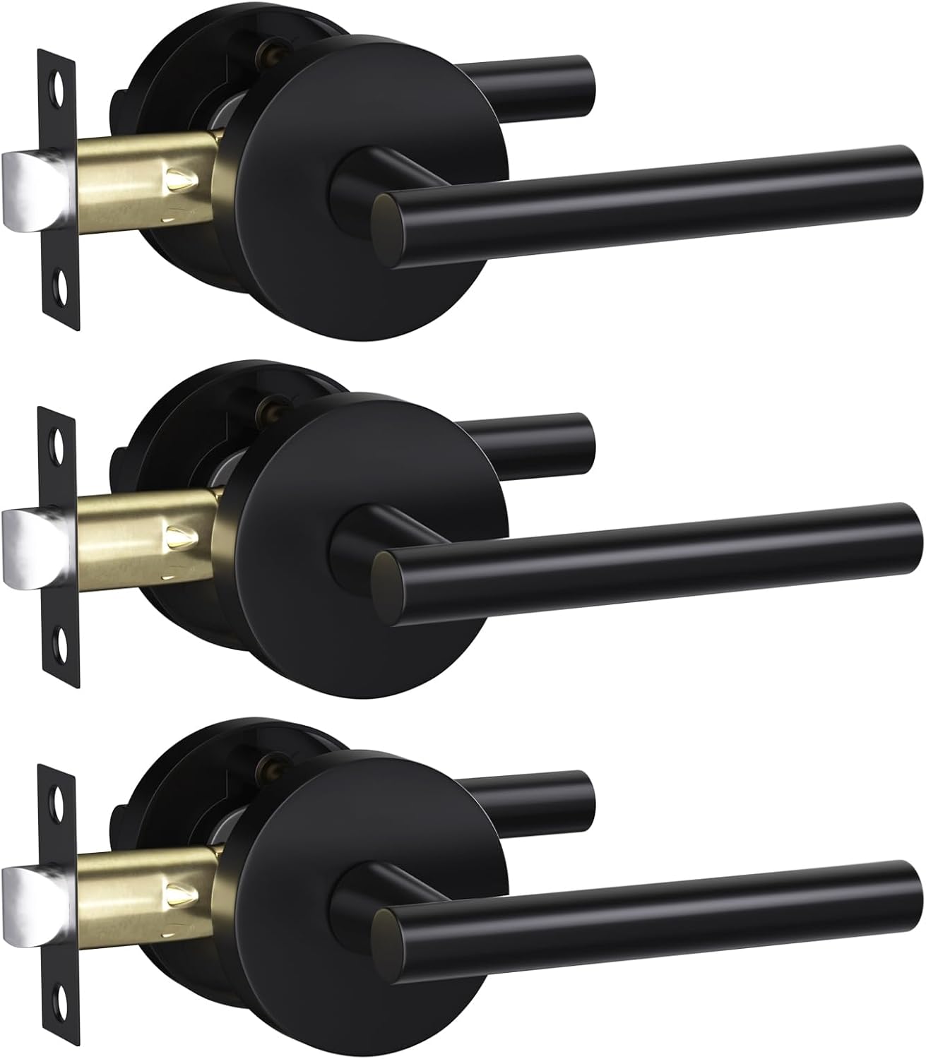 Matte Black Passage Door Handle Set for Hallways and Closets