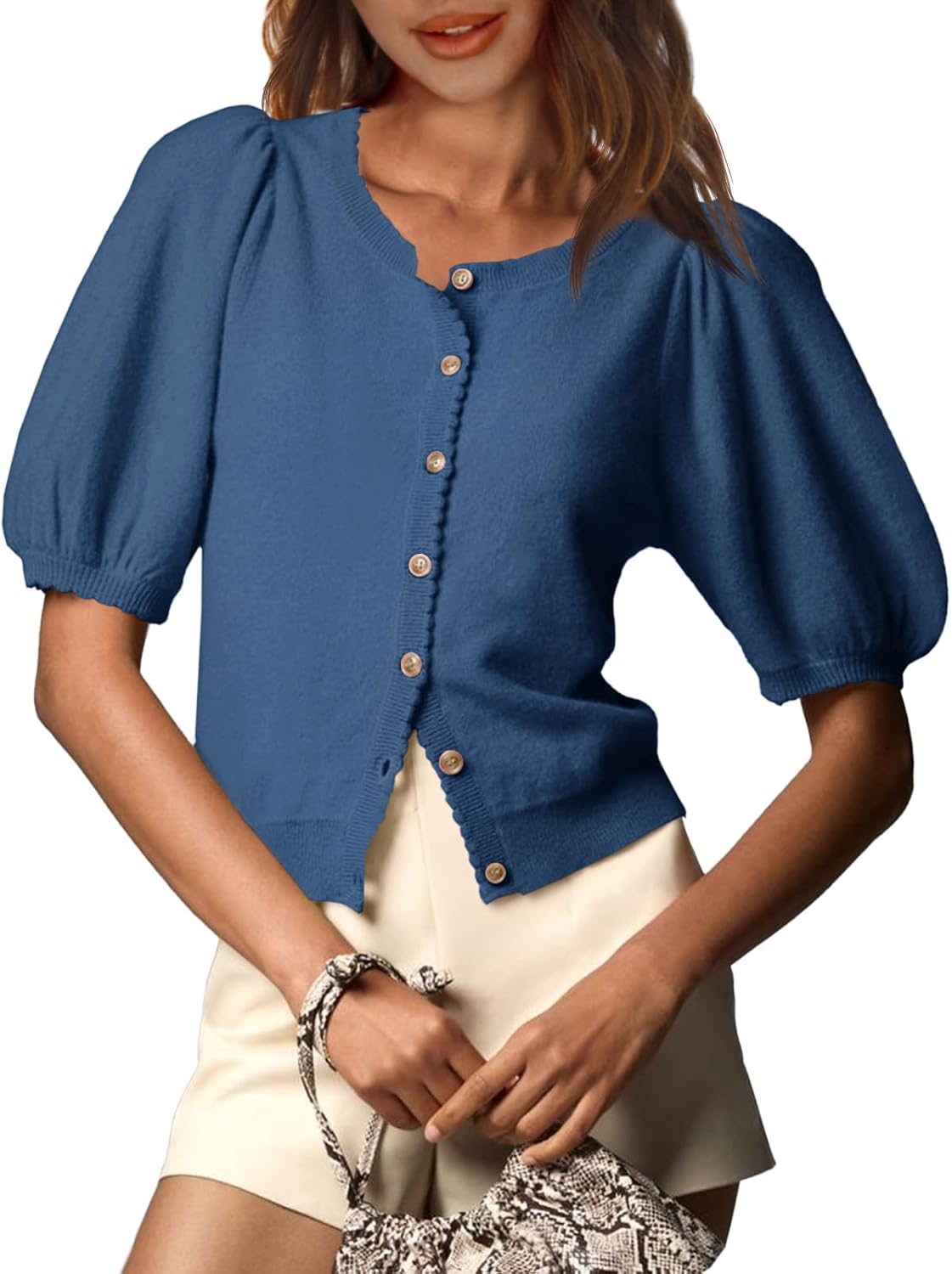 Lightweight Summer Puff Sleeve Cardigan for Women Stylish Tops