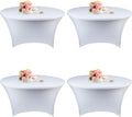 Fivenl 4 Pack 5FT Round Spandex Tablecloth 60 in White - Stretch