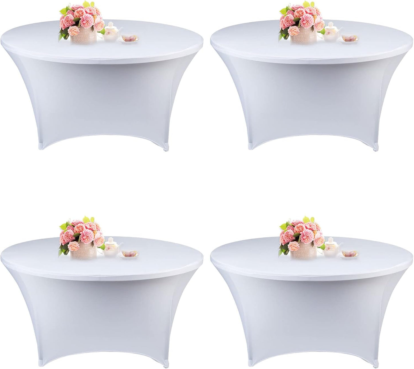 4 Pack 5FT Round Spandex Tablecloths for Weddings and Parties