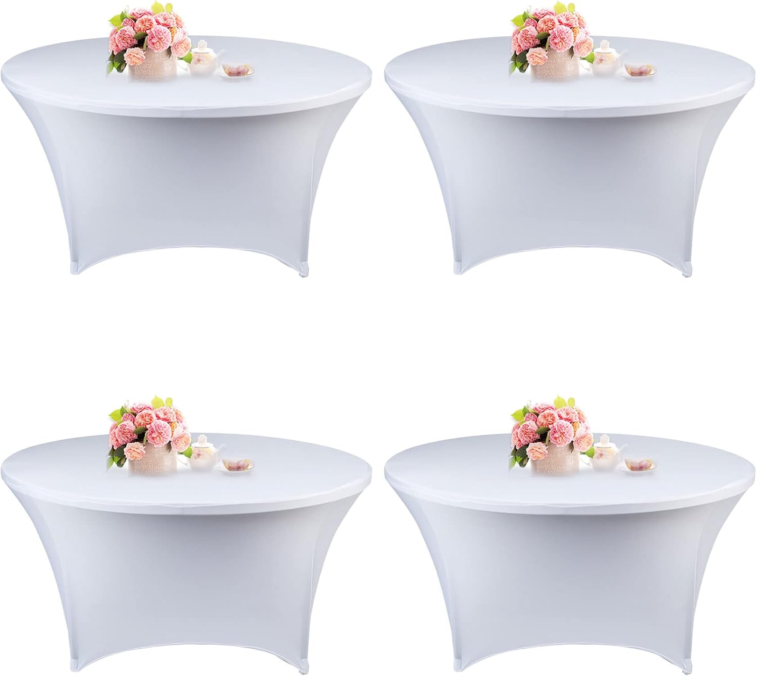 4 Pack 5FT Round Spandex Tablecloths for Weddings and Parties