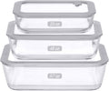 Glass Food Containers with Glass Lid - 3 Pack Leak Proof Meal Prep