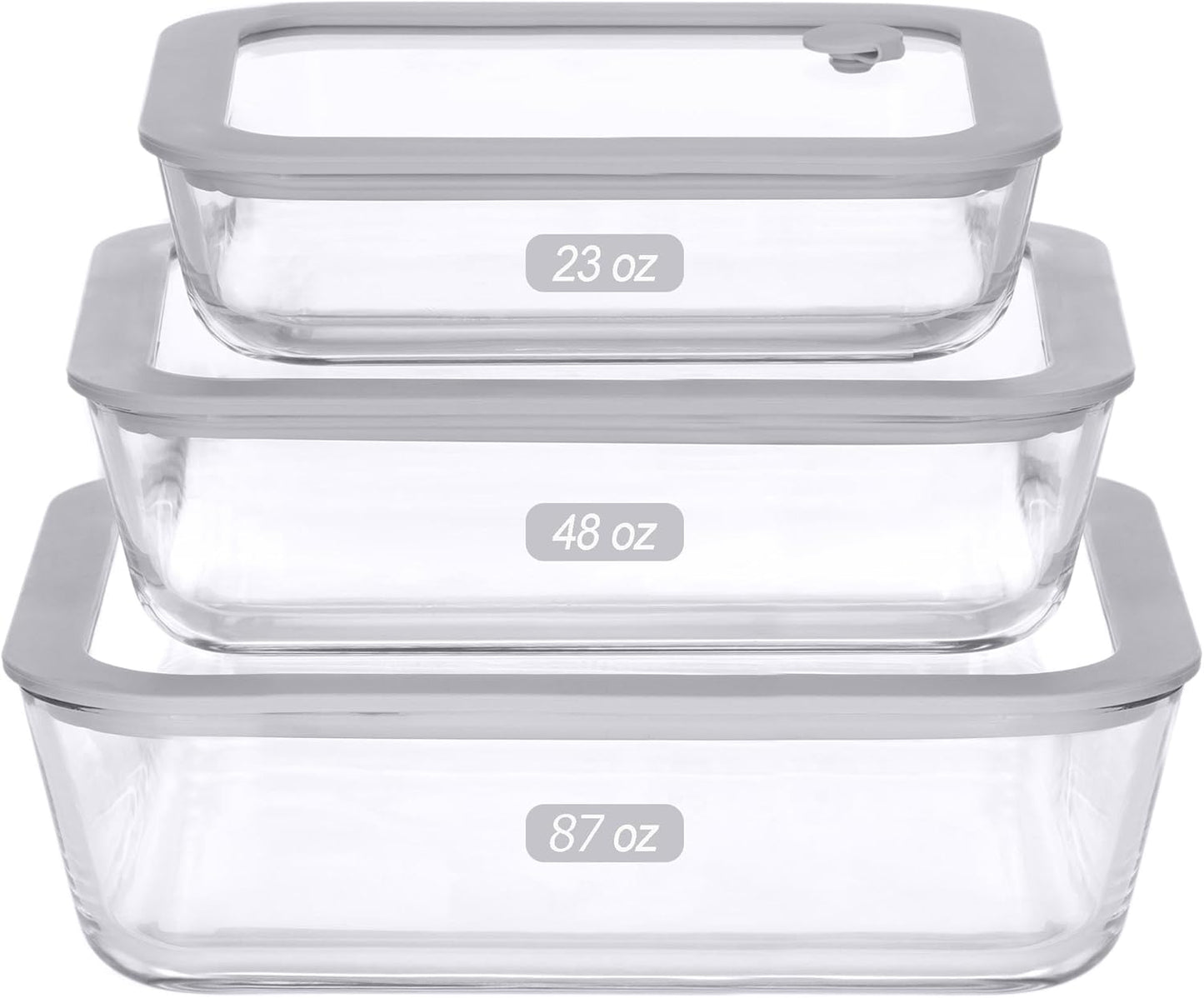 Glass Food Containers with Leak Proof Lids for Meal Prep