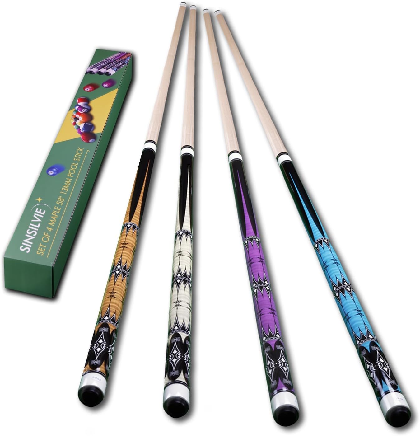 13mm 58 Inch Billiard Pool Cue Stick for Men - Quality Maple