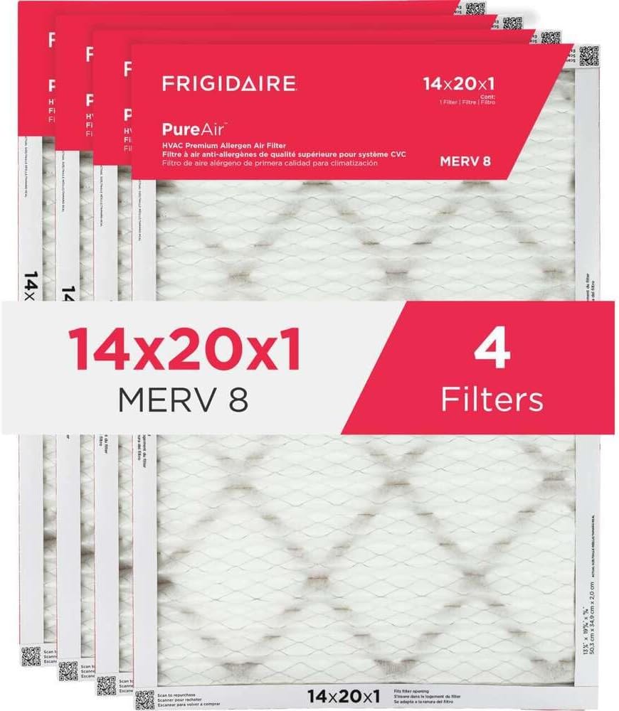 Frigidaire PureAir 14x20x1 MERV 8 HVAC Air Filter - 4 Pack