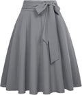 High Waist A-Line Pockets Skater Midi Skirt - Flattering Fit