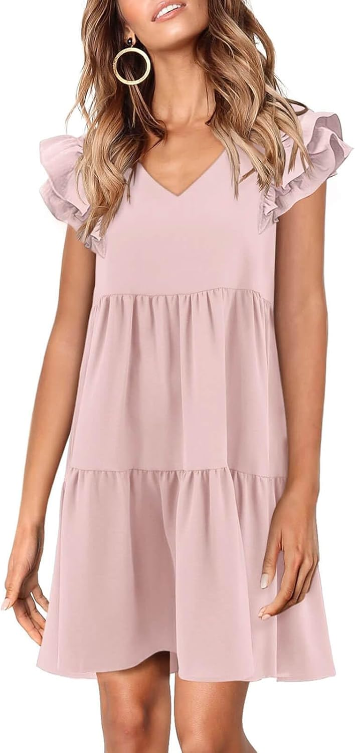 Zwurew Summer Babydoll Dresses for Women 2025 Cute Ruffle