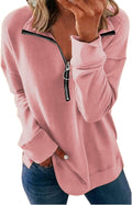 Womens Fall Winter Quarter Zip Pullover Sweatshirt - Cozy, Stylish Fit