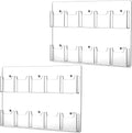 Acrylic Brochure Pamphlet Holder Wall Mount 2 Pack - Clear 10 Pockets