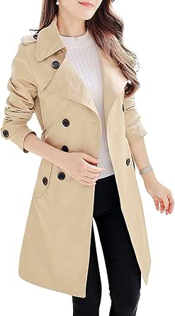 NANJUN Women's Double-Breasted Trench Coat for All Seasons