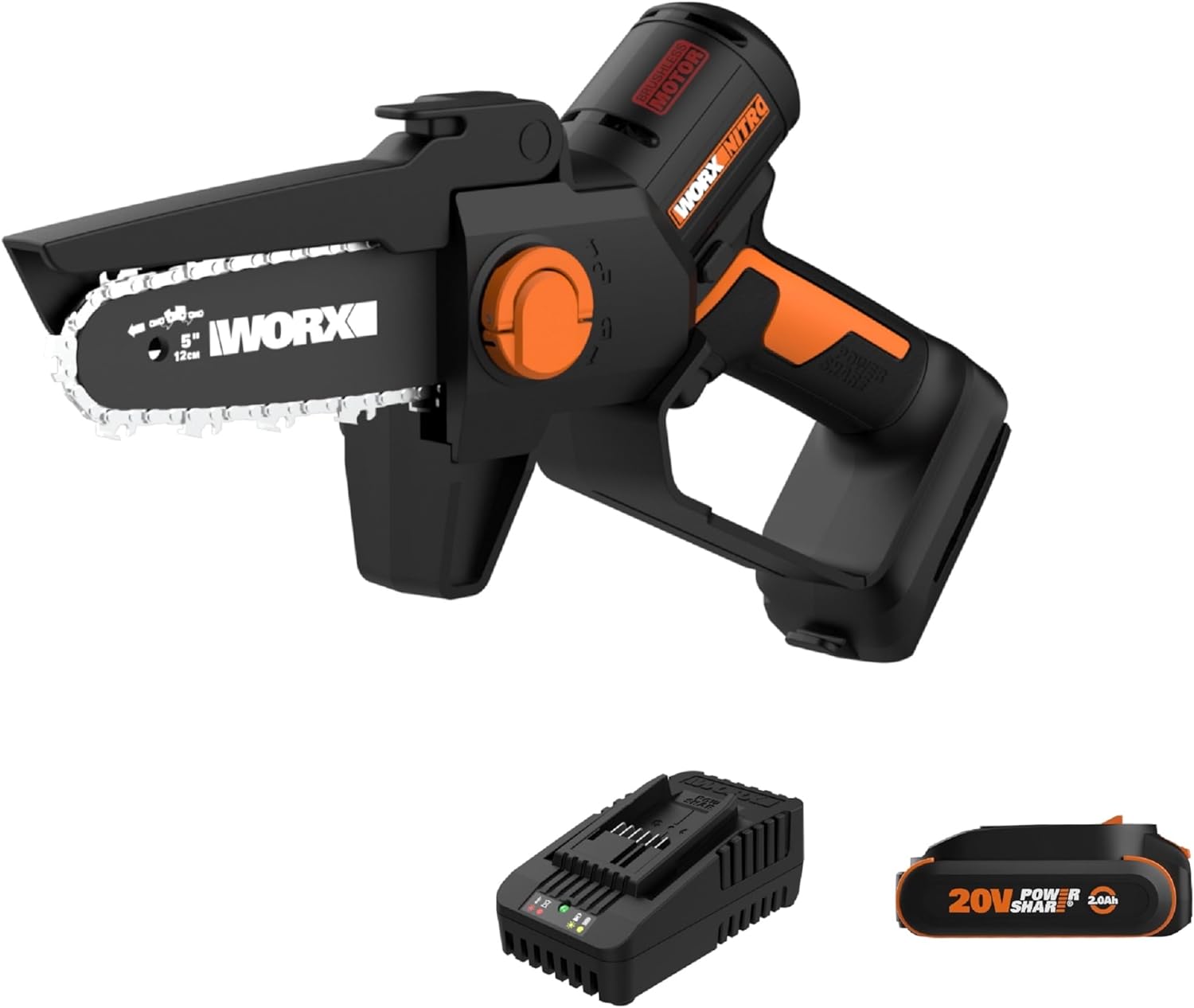 Worx Nitro 20V 5in Cordless Brushless Chainsaw for Effortless Cuts
