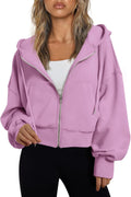 Trendy Queen Full Zip Cropped Hoodies for Women - Cozy Fall Jacket you