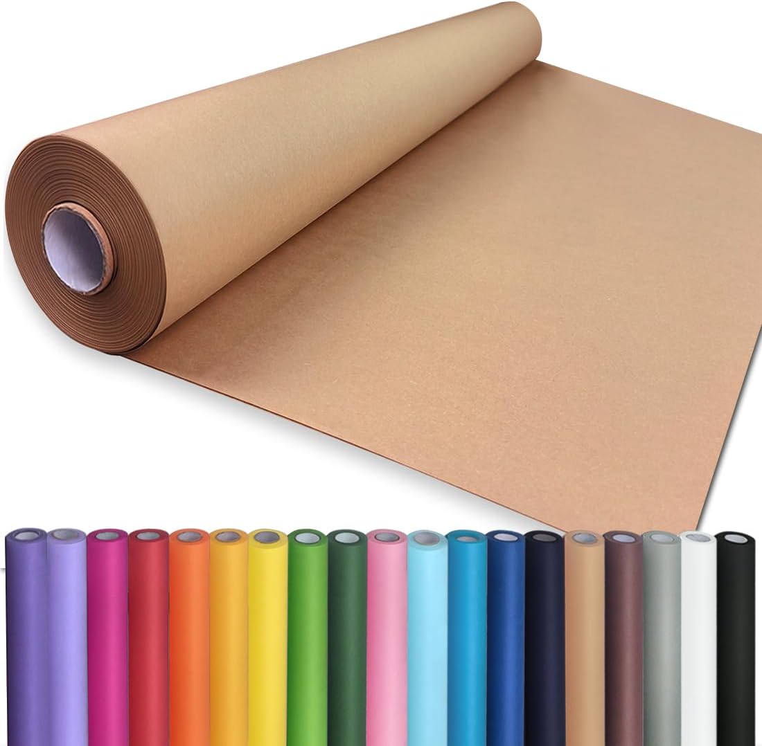 PerkHomy 48in x 120ft Brown Kraft Paper Roll for Crafting Needs