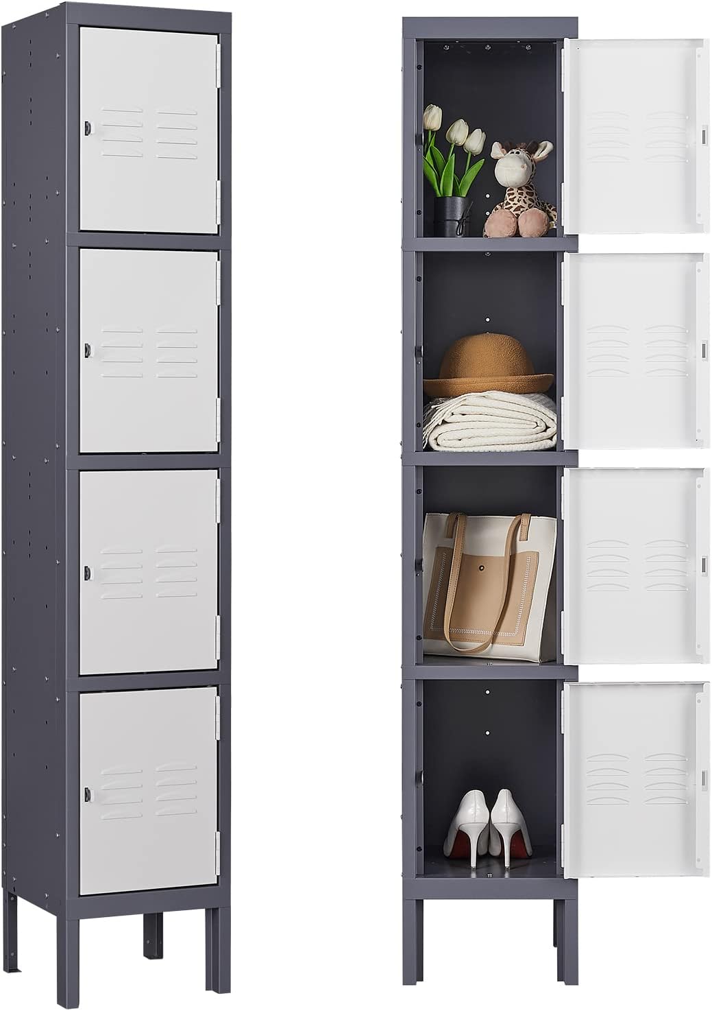 MIIIKO Metal Locker 4 Tiers for Employees, School, Gym Use