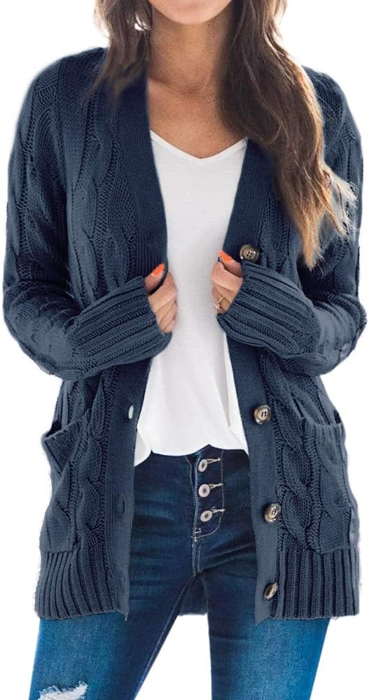 Goranbon Women's Cable Knit Cardigan for Stylish Comfort