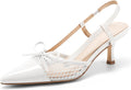 Coutgo Womens Bow Tie Slingback Pumps Pointed Toe Kitten Low Heel