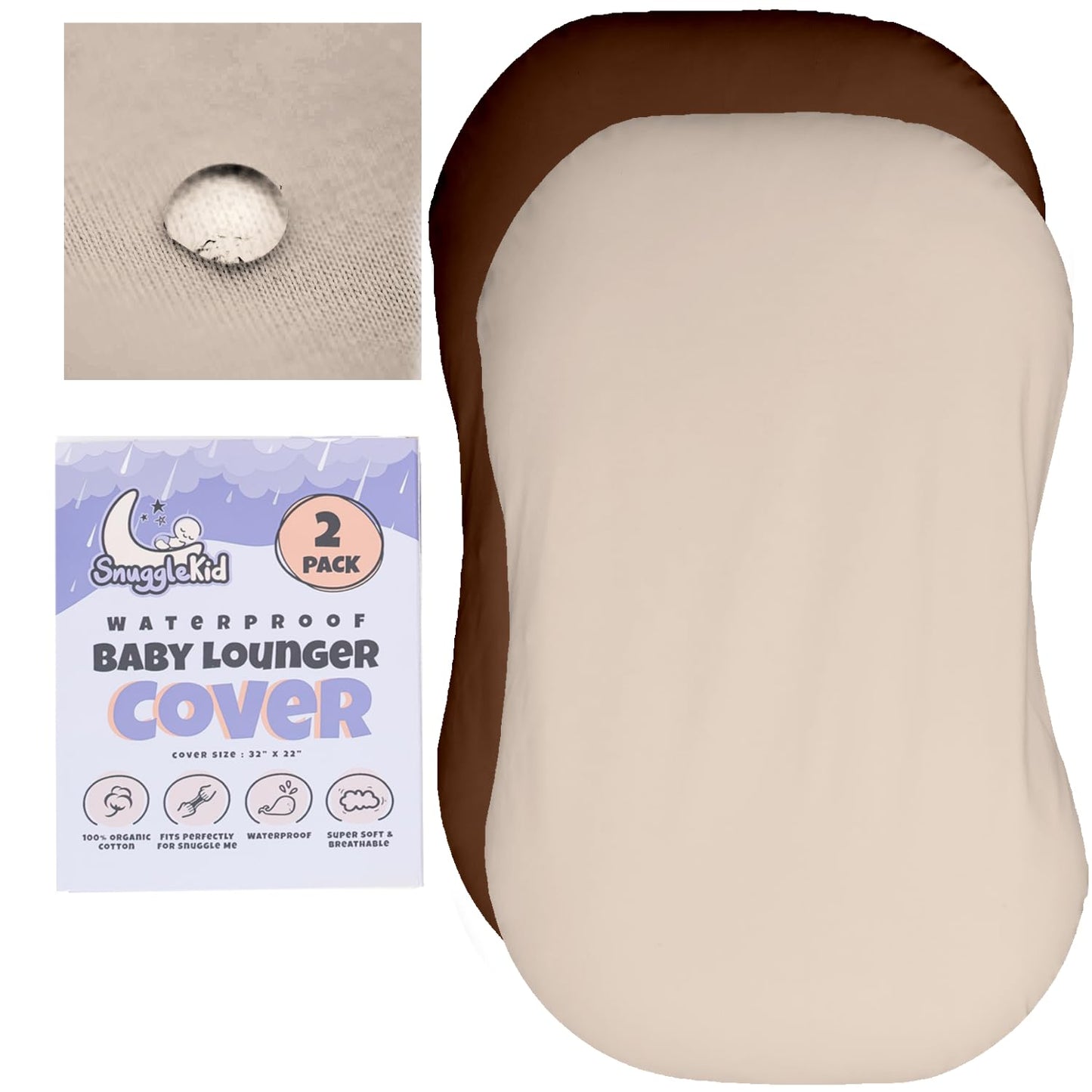 Waterproof Organic Cotton Baby Lounger Covers - Keep Baby Comfy & Clean - 2-Pack