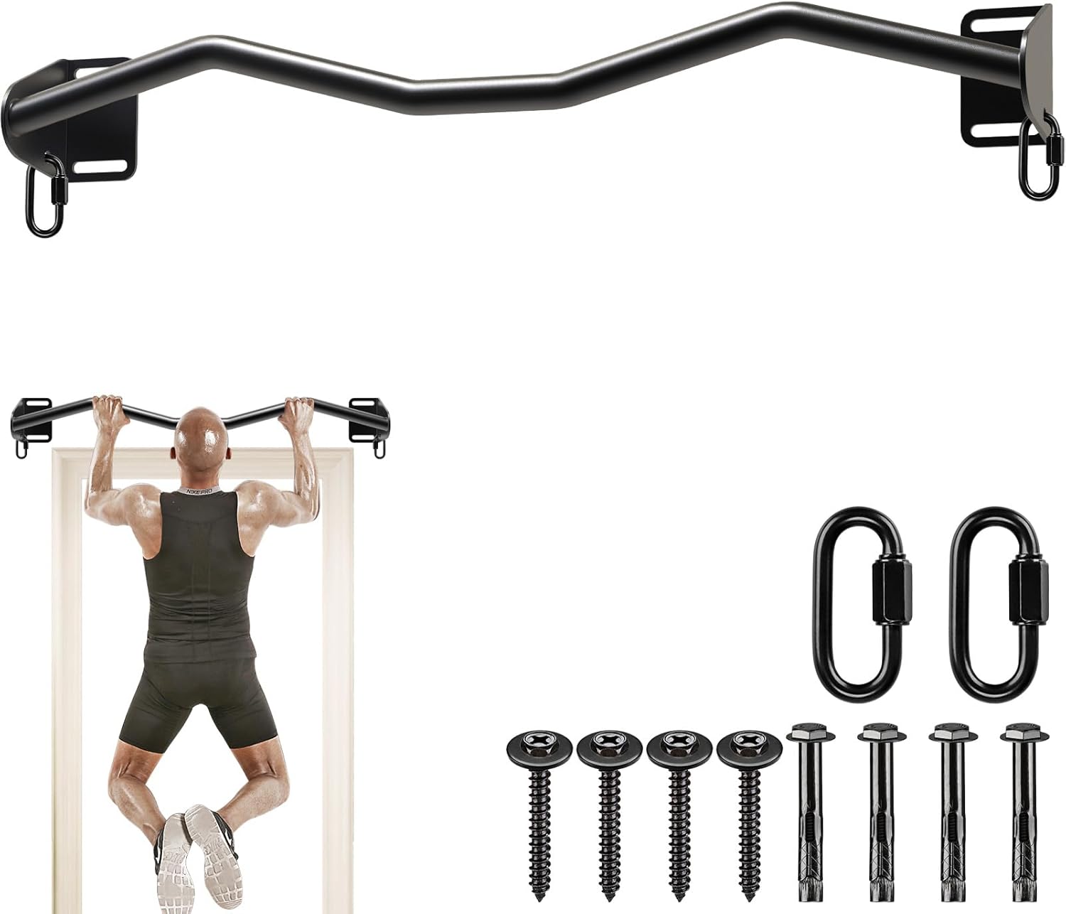 Kipika Heavy Duty Wall Mounted Pull Up Bar for Home Gym