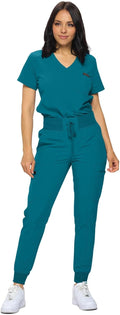 Slim Fit Stretchy Scrubs Women's Jogger Scrub Set - Tuck-In Top Keep