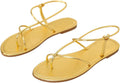 Gorglitter Metallic Strappy Flat Sandals - Dressy Summer Thong Slides