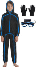 Stick Figure Costume Kids Stickman Jumpsuit with Light up Glasses