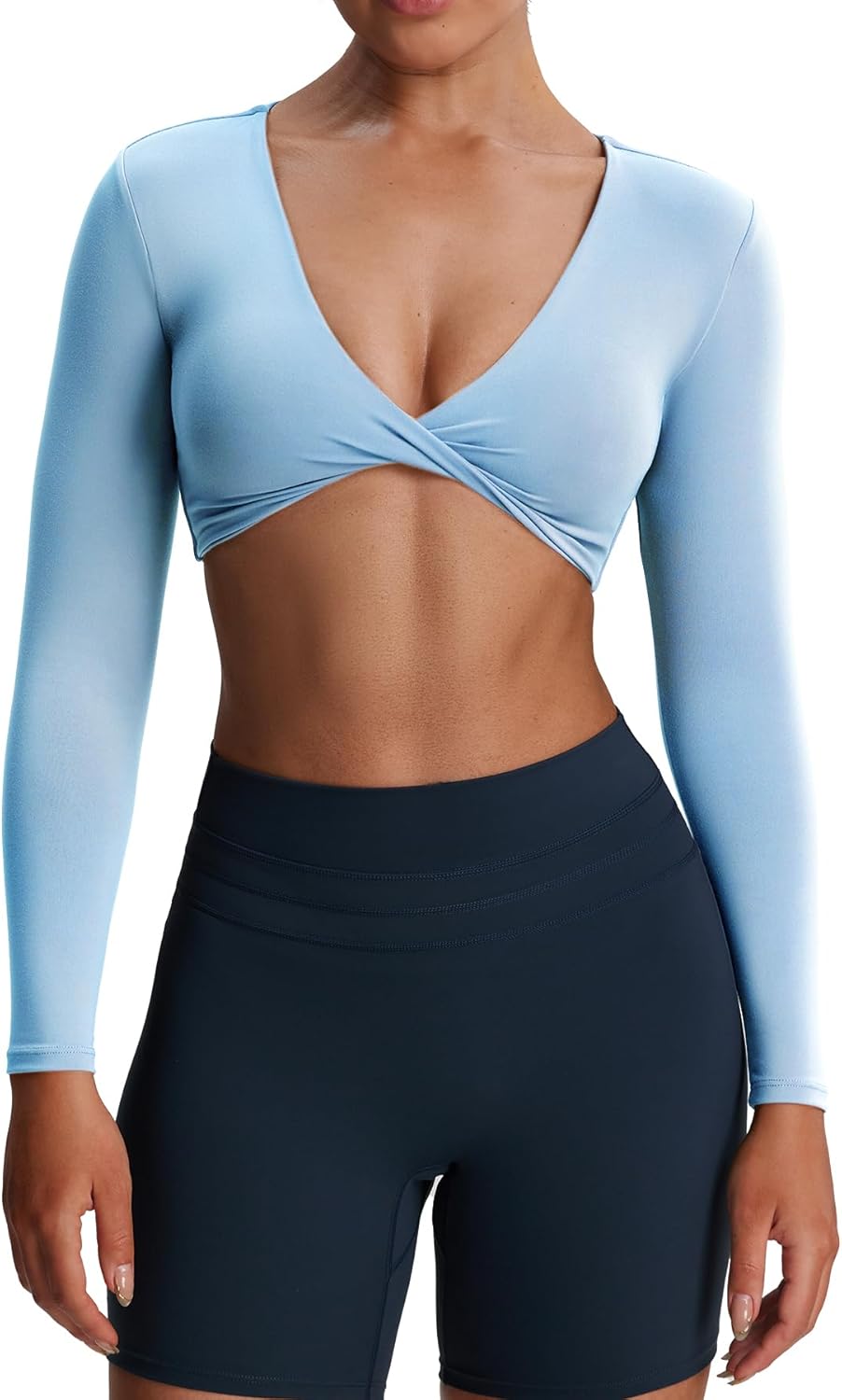 Aoxjox Long Sleeve Crop Tops for Women - Stylish Workout Tee