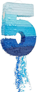 Blue Panda Ombre Blue Pull String Pinata Number 5 - Fun 5th Birthday