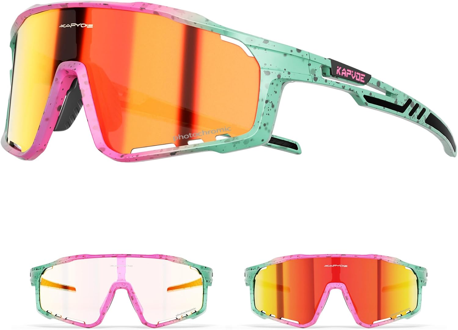 KAPVOE Photochromic Cycling Glasses for Men Women Sports Use
