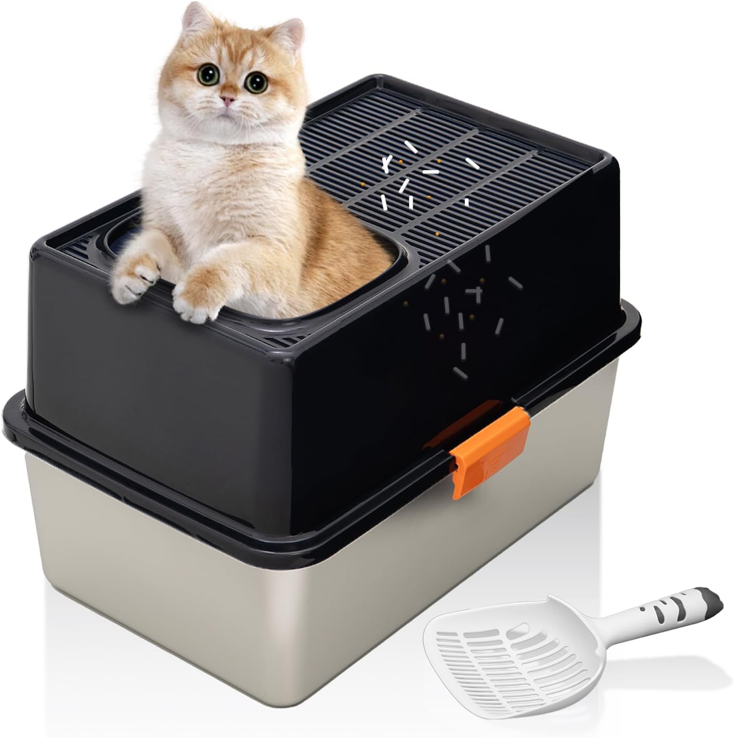 Top Entry Stainless Steel Cat Litter Box for Big Cats XL