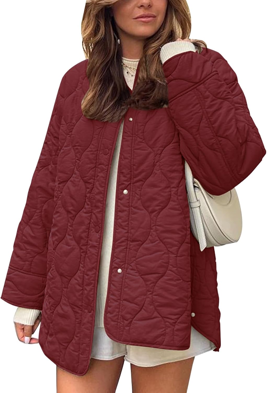 Flygo Women's Oversized Quilted Lightweight Jacket for All Seasons