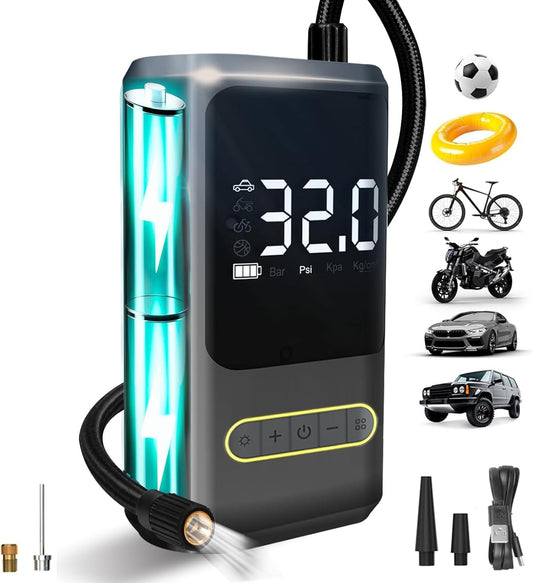 JONEME Portable Air Compressor - 150 PSI Cordless Inflator with Digital Gauge & LED Light