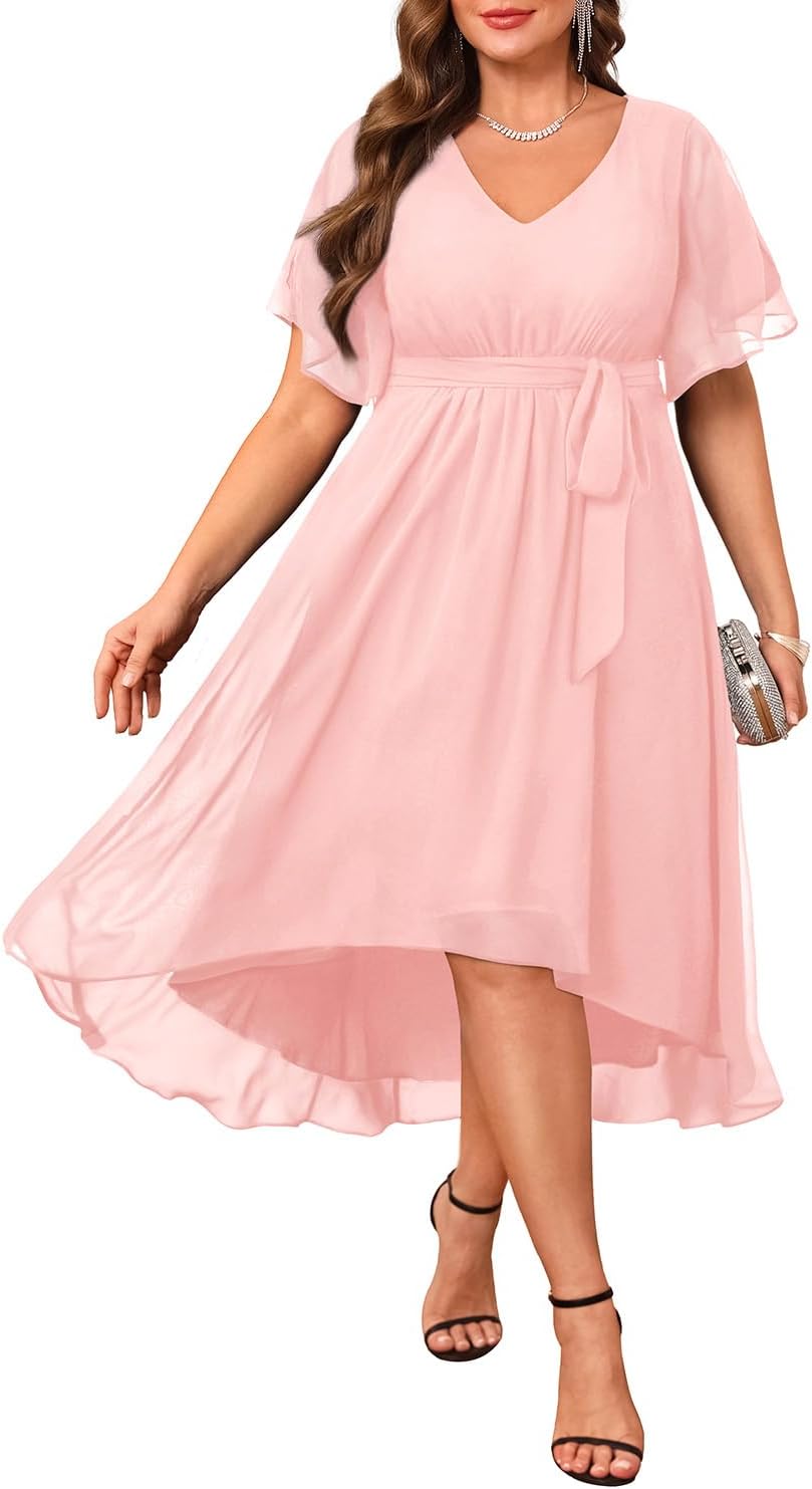 Plus Size Dresses for Wedding Guests - Elegant Chiffon Style