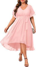 Plus Size Dresses for Women - Chiffon V Neck High Low Dress