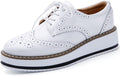 Women's Platform Lace-Up Wingtips Square Toe Oxfords - Dressy Comfort