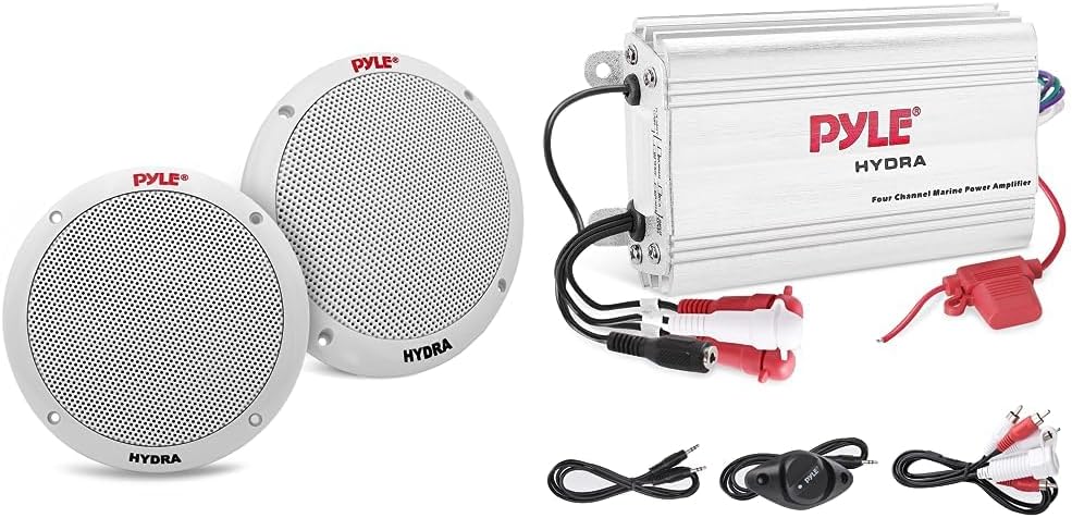 Pyle 6.5 Inch Dual Marine Speakers with Waterproof Amplifier