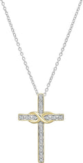 Elegant Twisted Rope Cross Pendant with White Diamonds for Women