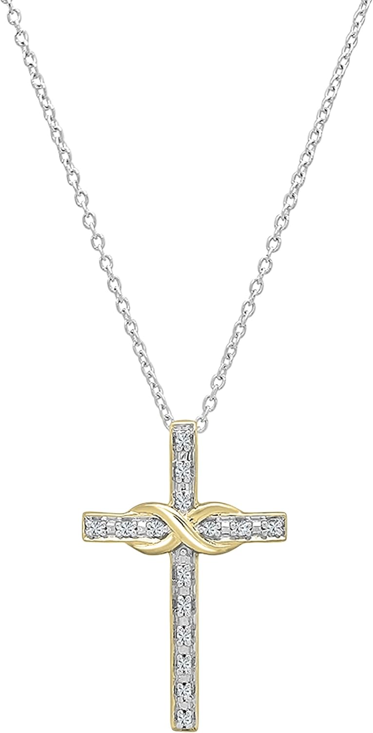 Elegant Twisted Rope Cross Pendant with White Diamonds for Women